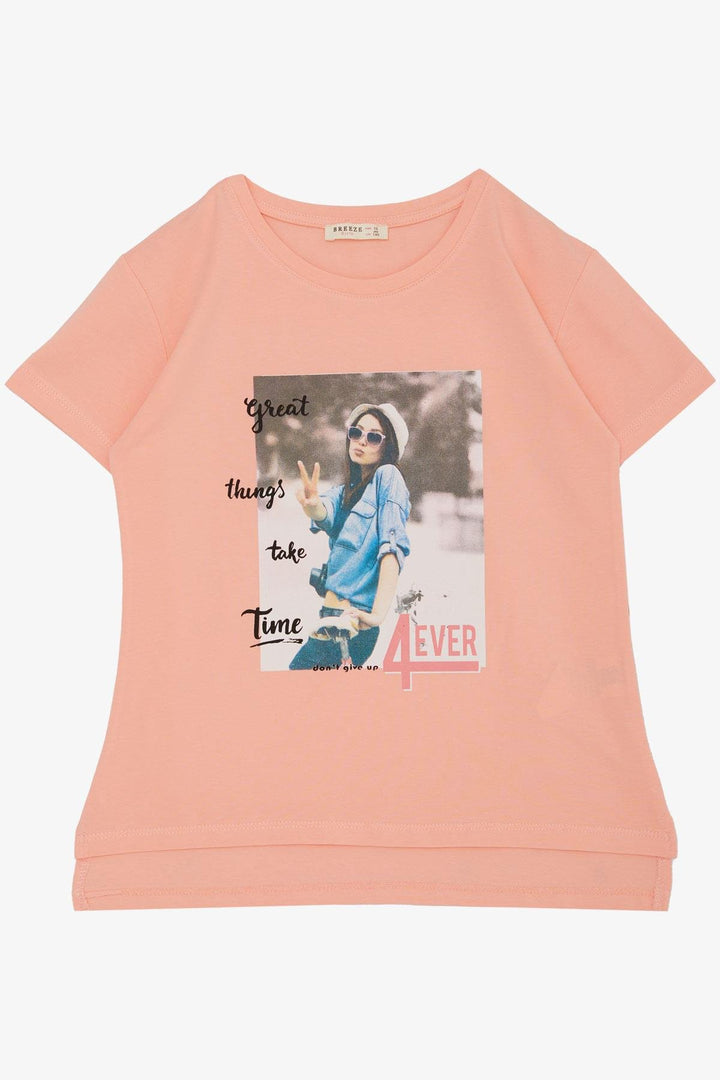 BRE Breeze Girl's T-shirt Cool Girl Printed 84 Years, Salmon - St. Charles