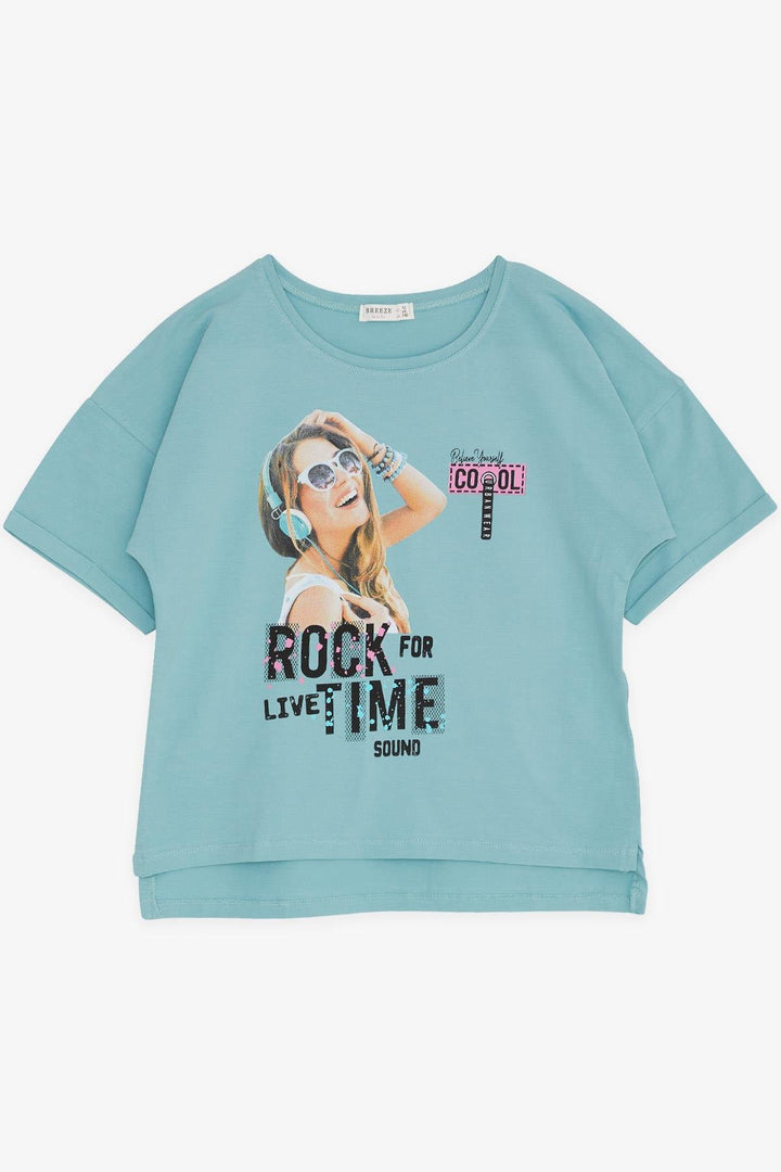 Футболка Breeze Girl's Cool Rocker Girl Printed 96 лет, Mint Green - Mission