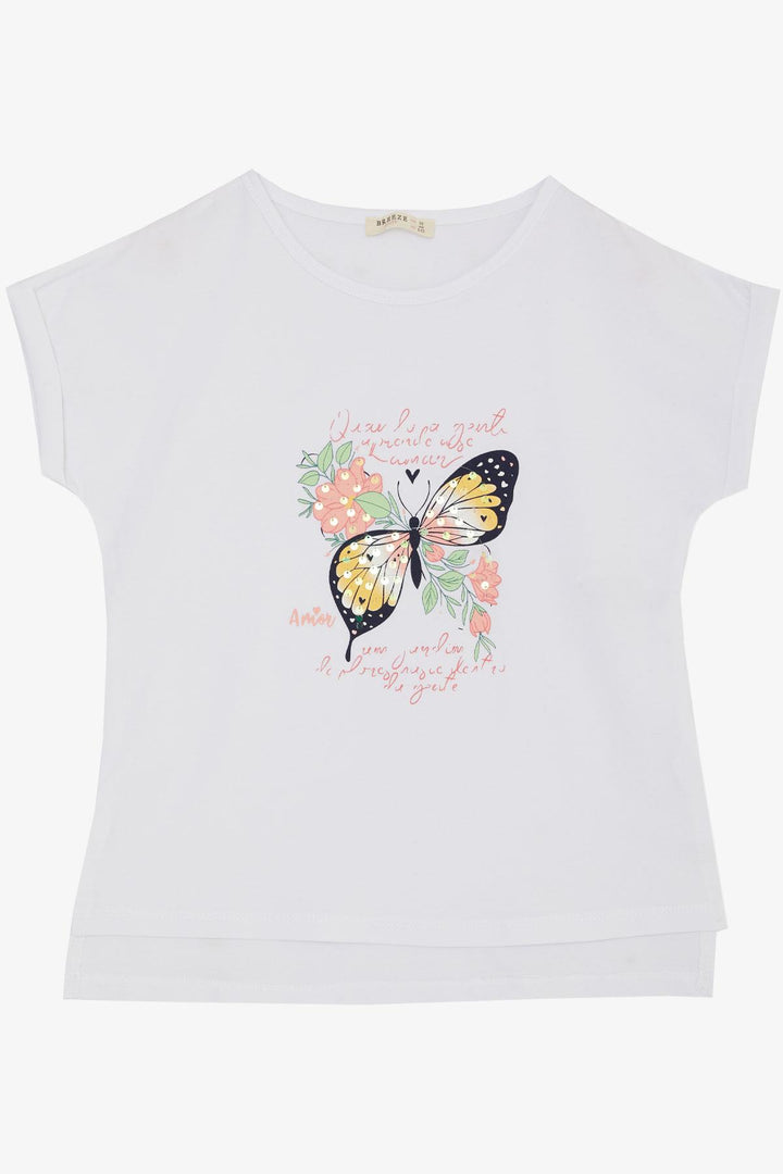 Футболка Breeze Girl's с принтом Butterfly, 106 лет, White-Sorel-Tracy