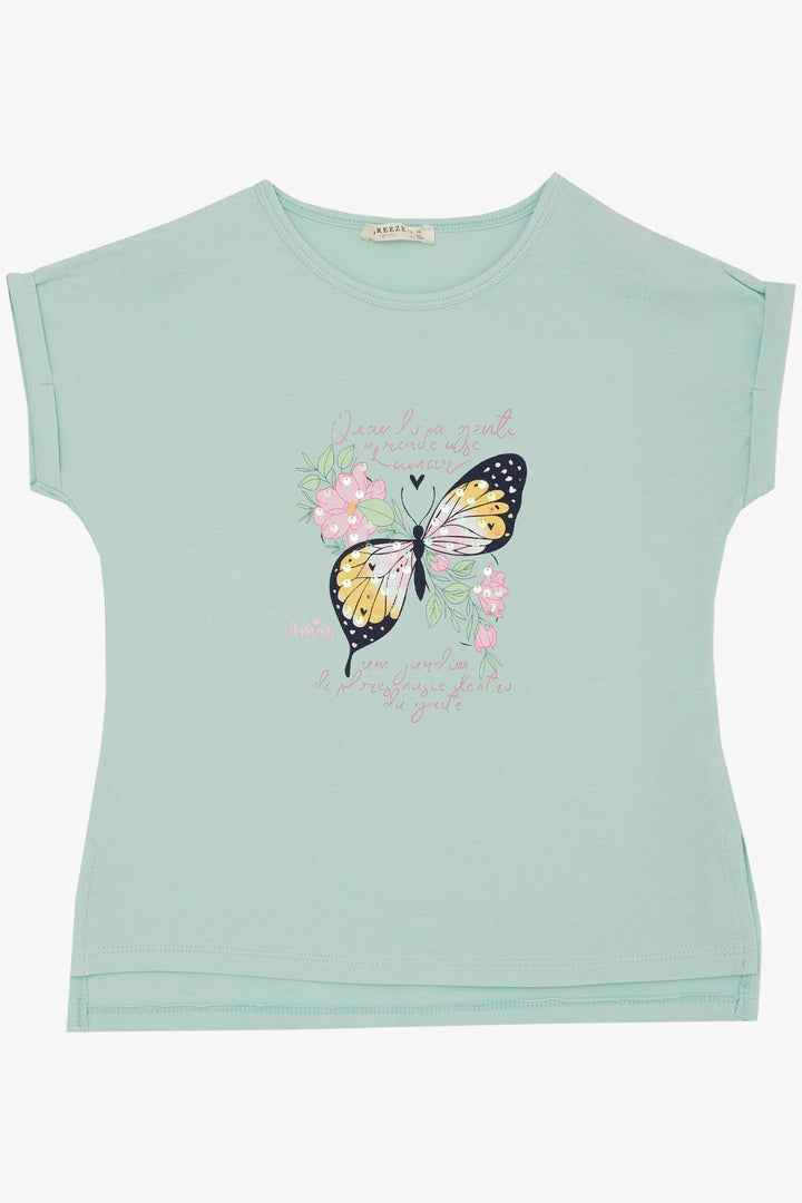 Футболка Breeze Girl's Butterfly Printed 106 лет, Aqua Green - Göppingen