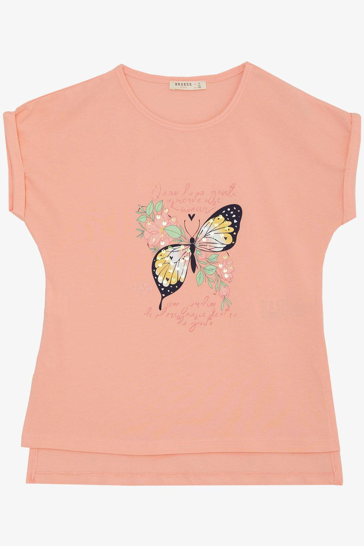 Футболка Breeze Girl's Butterfly Printed 106 лет, лосось - Accrington