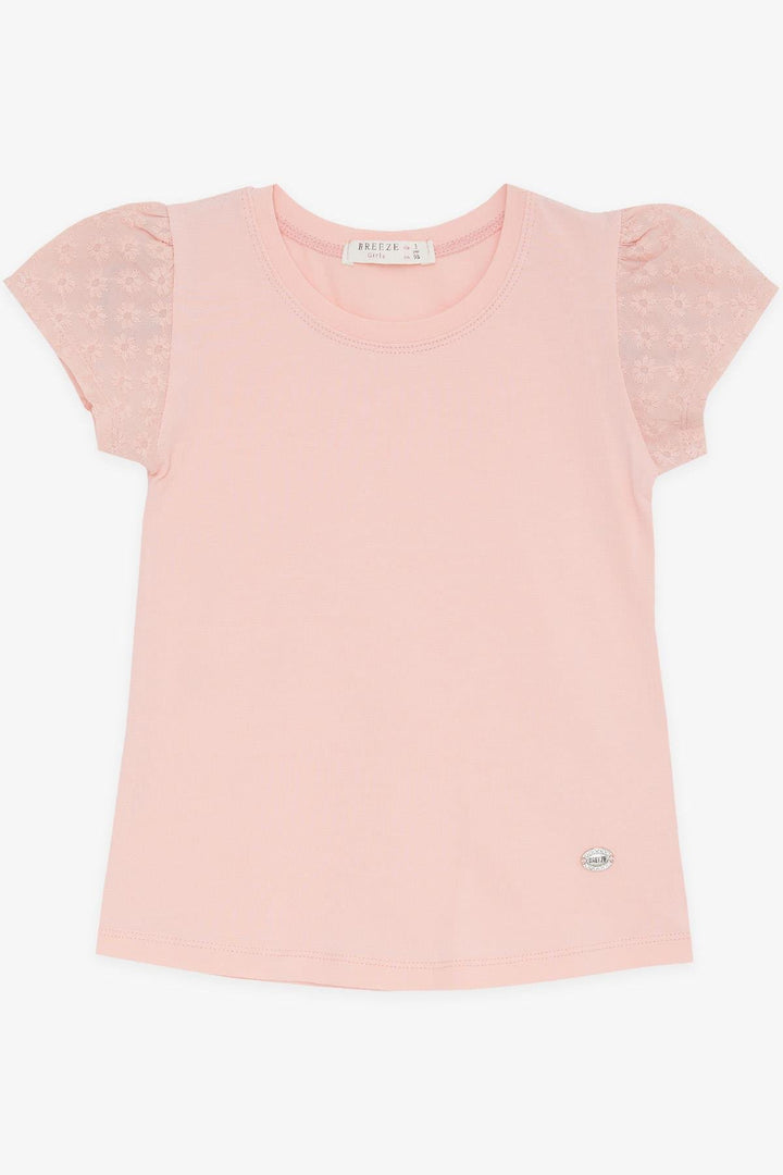 BRE Breeze Girl's T-shirt with Puffed Sleeves 3-8 Years, Salmon - Salisbury