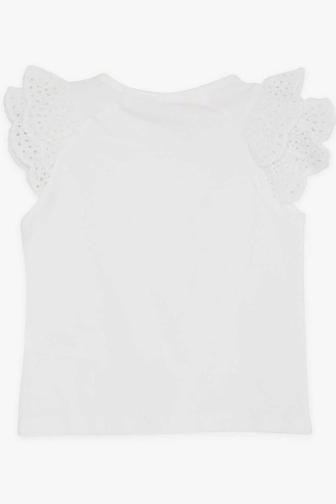 BRE Breeze Girl's T-shirt with Lace Embroidery on Sleeves, 3-8 Years, Ecru - Marseille