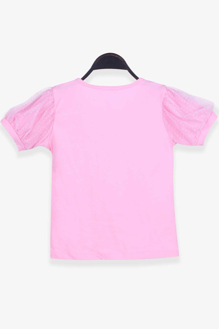 BRE Breeze Girl's T-shirt with Tulle Sleeves 82 Years, Powder - Feltham