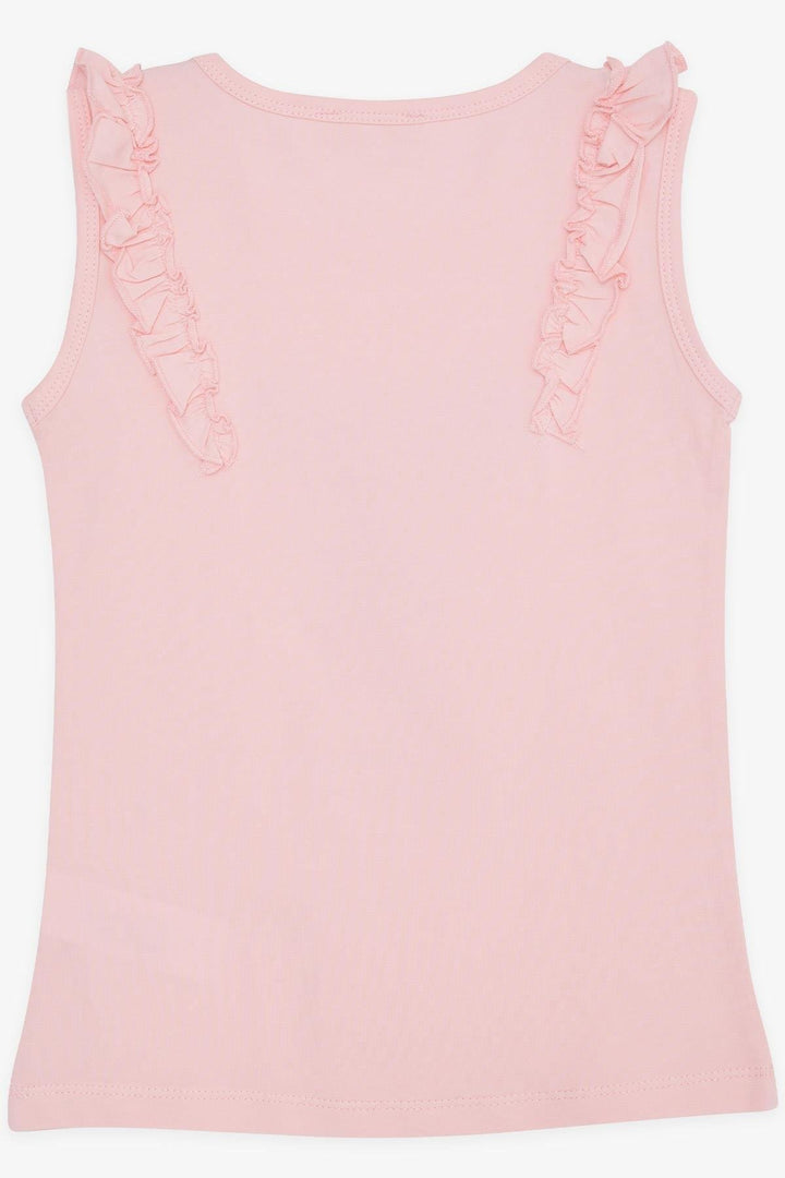 BRE Breeze Girl's T-Shirt with Ruffled Shoulders Ice Cream Printed 4-8 Years, Pink - Lacey