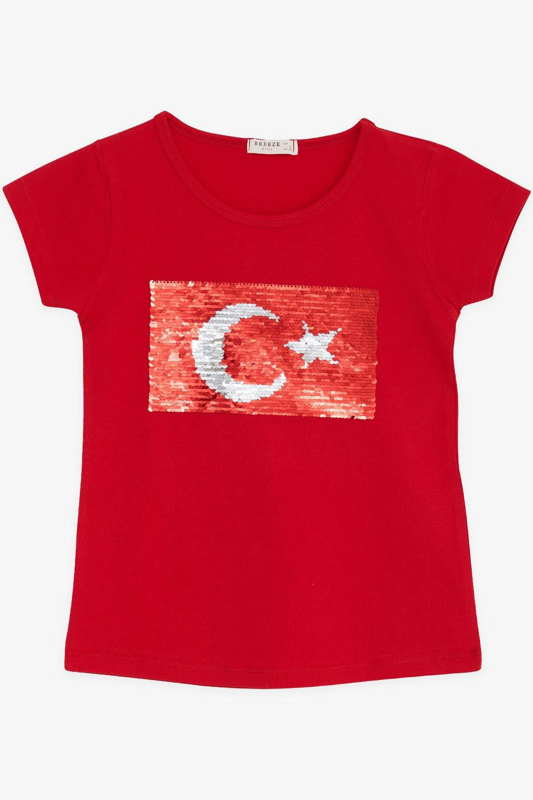 BRE Breeze Girls' T-Shirt with Turkish Flag, 44 Years, Red - Morley