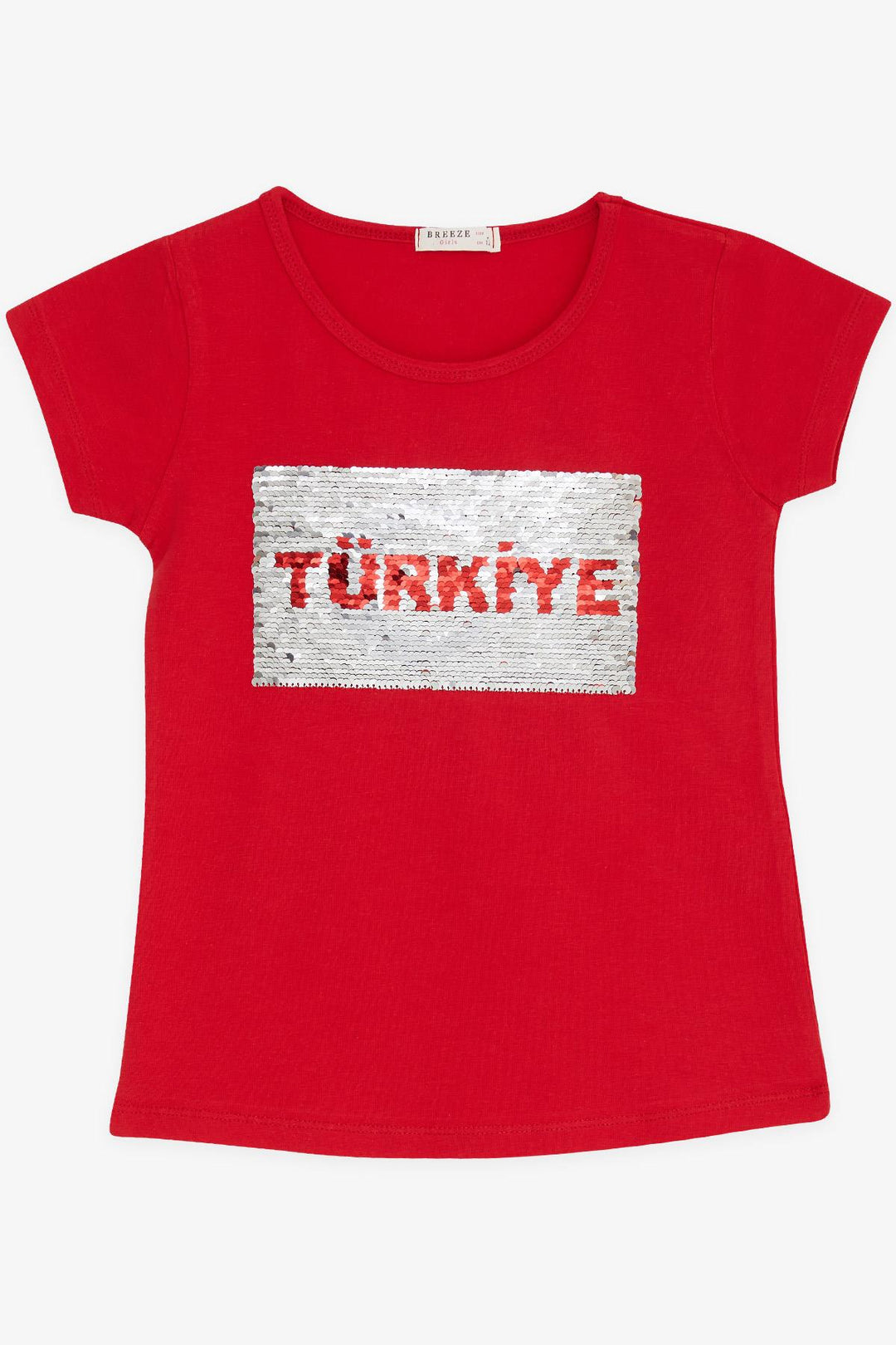 BRE Breeze Girls' T-Shirt with Turkish Flag, 44 Years, Red - Morley