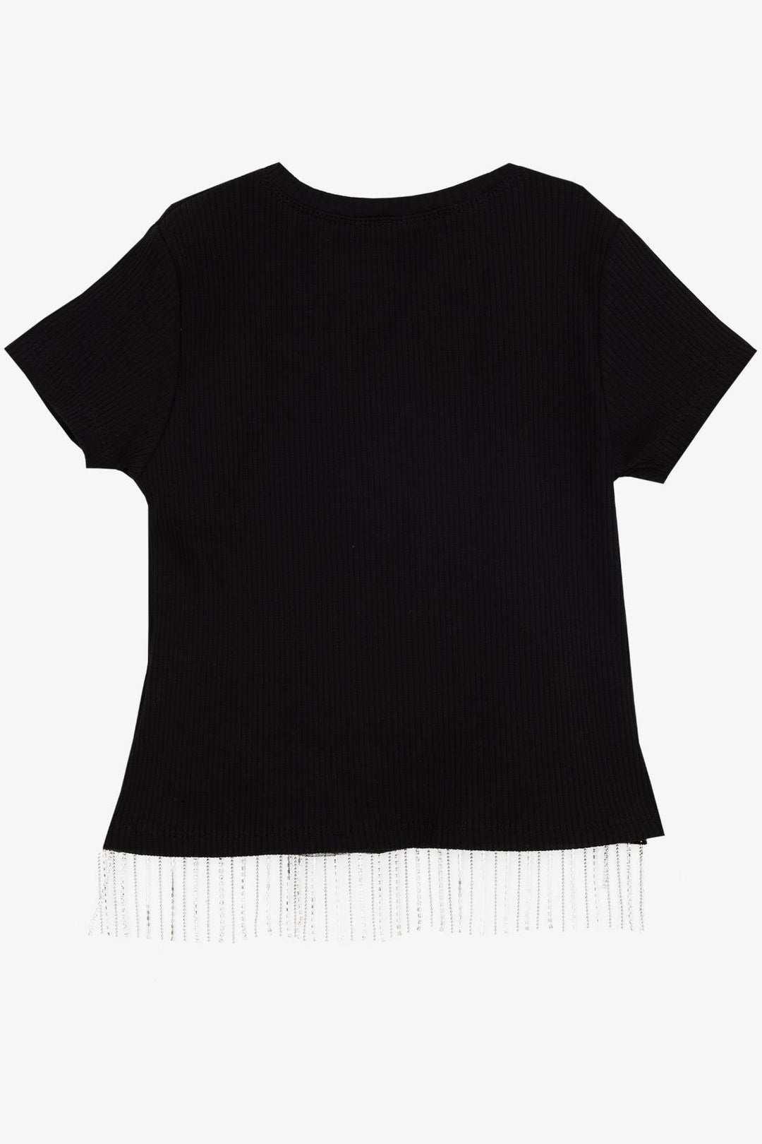 BRE BREEZE Girl's T-shirt with Stone Fringes 94 Years, Black - Encarnación de Díaz