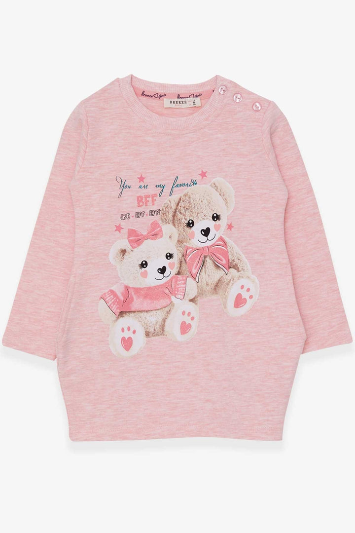 BRE Breeze Girl's Tunic with Teddy Bear Print Glittery 1.5-5 Years, Salmon Melange - Roseville