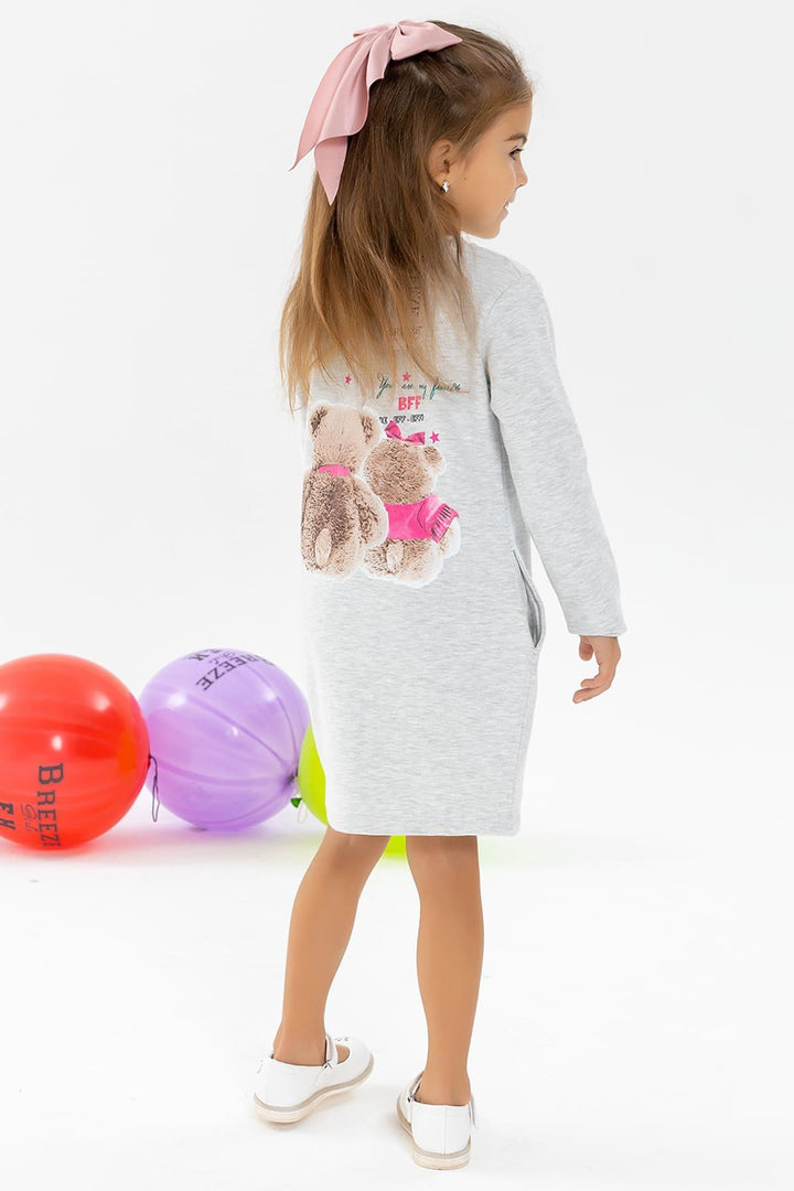 BRE Breeze Girl's Tunic with Bear Print Glittery, 1.5-5 Years, Light Grey Melange - Juan Rodríguez Clara