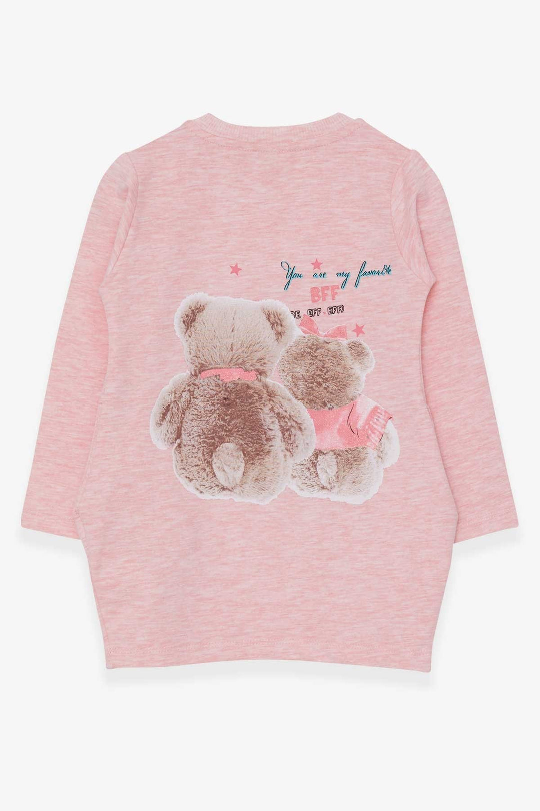 BRE Breeze Girl's Tunic with Teddy Bear Print Glittery 1.5-5 Years, Salmon Melange - Roseville