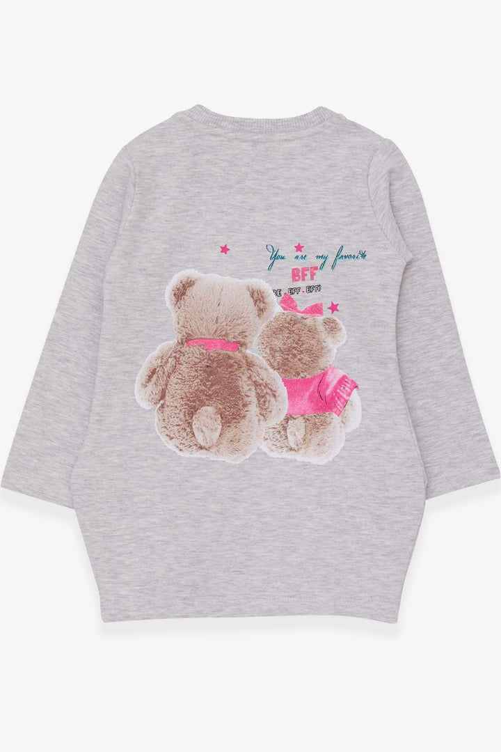 BRE Breeze Girl's Tunic with Bear Print Glittery, 1.5-5 Years, Light Grey Melange - Juan Rodríguez Clara