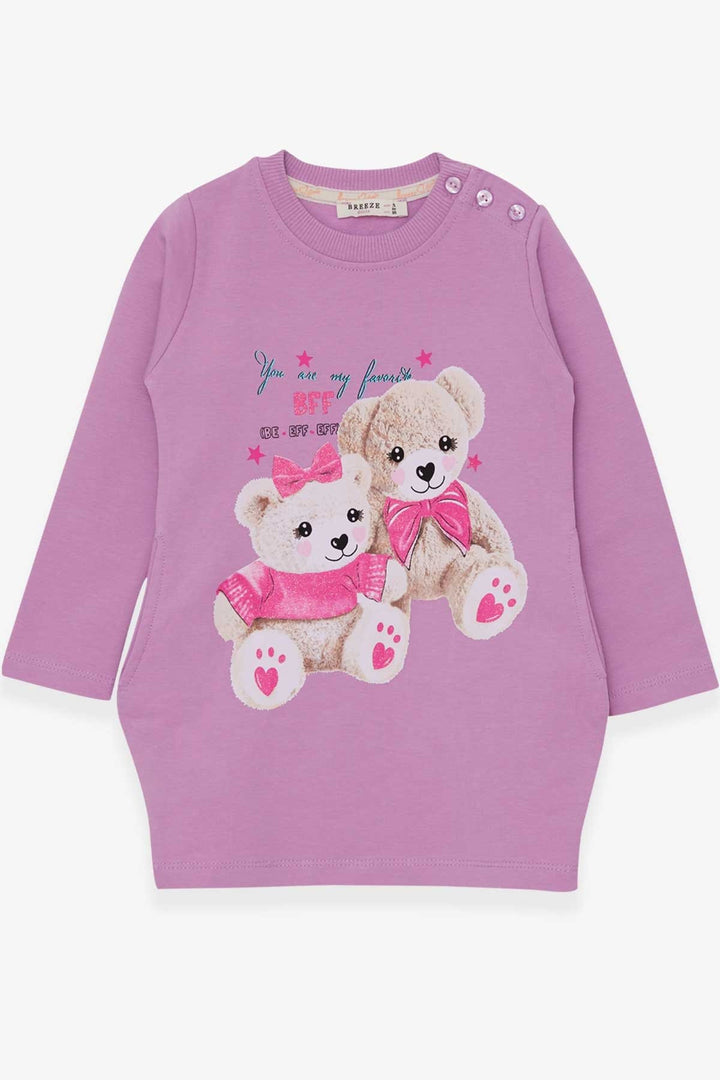 BRE Breeze Girl's Tunic with Teddy Bear Print Glittery 1.5-5 Years, Lilac - New Orleans