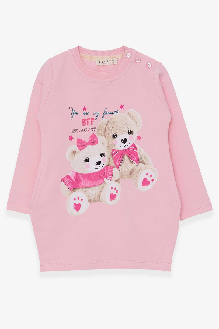 BRE Breeze Girl's Tunic with Teddy Bear Print Glittery, 1.5-5 Years, Powder - Shelton