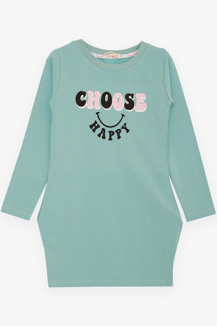 BRE Breeze Girl's Tunic with Happiness Theme Print, 82 Years, Mint Green. - Sokhumi