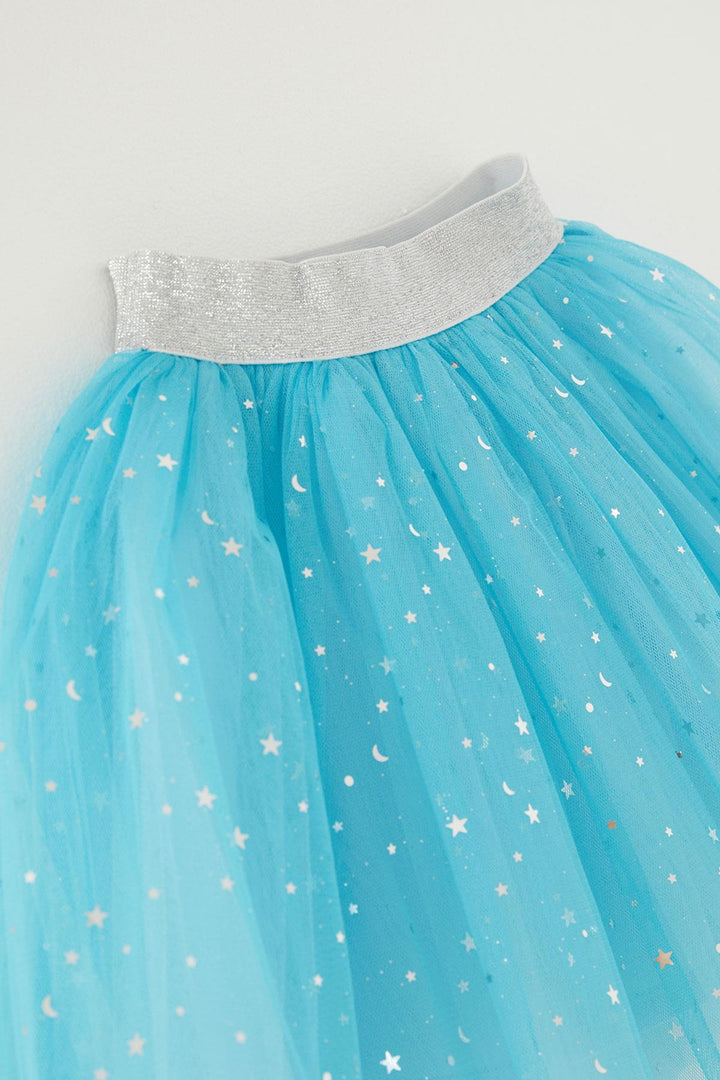 BRE Breeze Girl's Tutu Skirt with Moon & Star Pattern, 52 Years, Blue - Durango