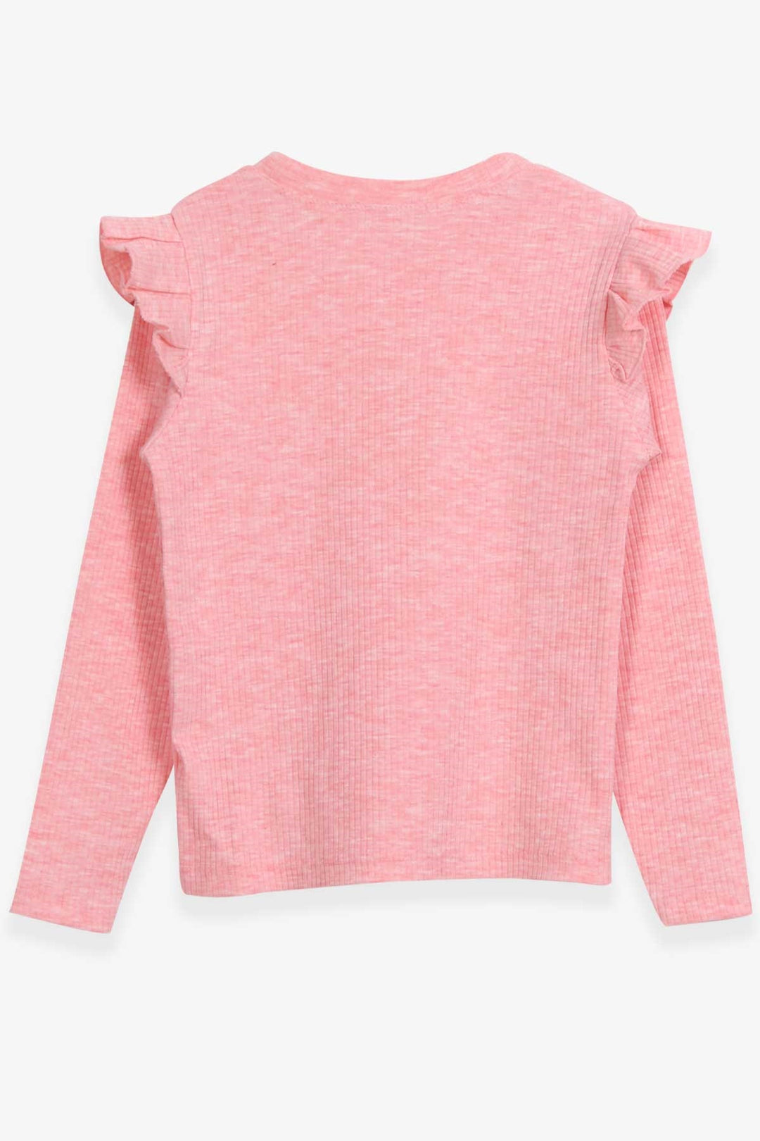 BRE Breeze Girl Child Long Sleeve Blouse with Ruffle Detail on Shoulders, 84 Years, Salmon Melange - Fermo