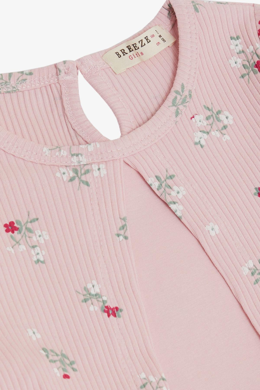 BRE Breeze Girl Child Long Sleeve Overall with Tulle Flower Pattern, 3-8 Years, Pink - Valrico