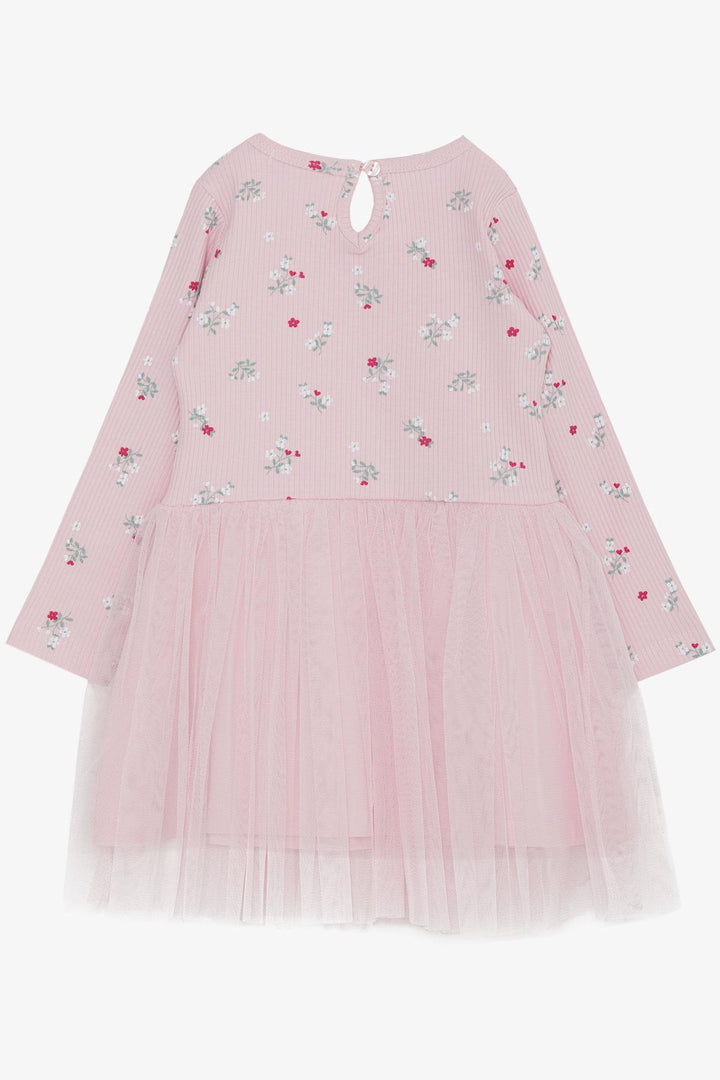 BRE Breeze Girl Child Long Sleeve Overall with Tulle Flower Pattern, 3-8 Years, Pink - Valrico