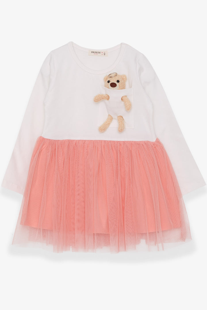 BRE Breeze Girl Child Long Sleeve Dress with Bear Accessory, 3-8 Years, Ecru - Alhambra