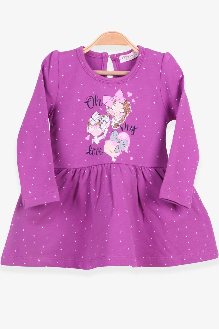 BRE Breeze Girl Child Long Sleeve Dress Baby Printed Patterned 1-4 Years, Purple - Madison