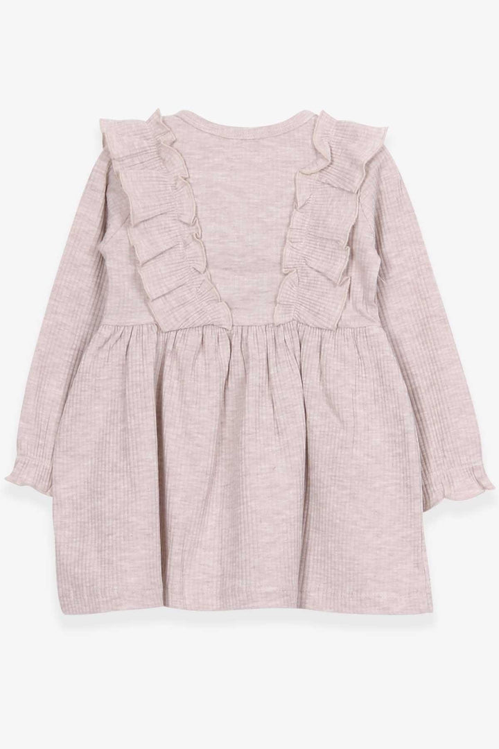 BRE Breeze Girl Child Long Sleeve Dress with Ruffle Button Detail 1.5-5 Years, Beige Melange - Security-Widefield