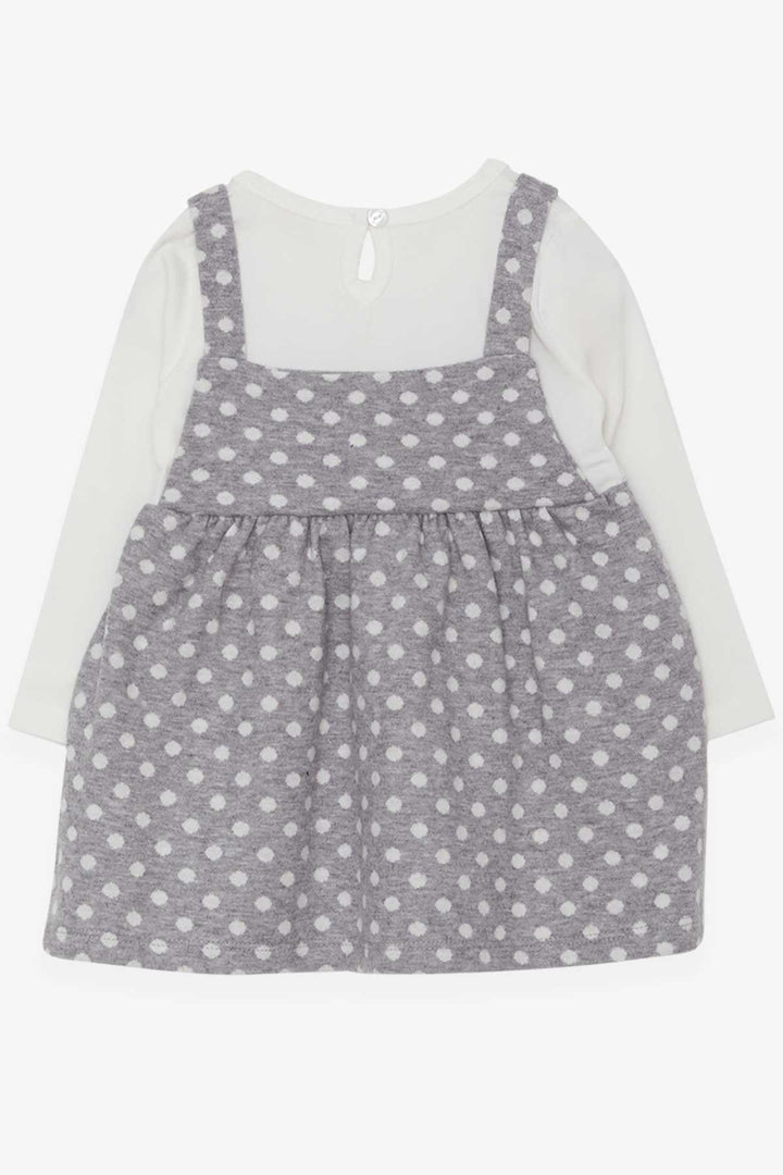 BRE Breeze Girl Child Long Sleeve Dress with Bow Polka Dot Pattern 1.5-5 Years, Light Grey - Lees Summit