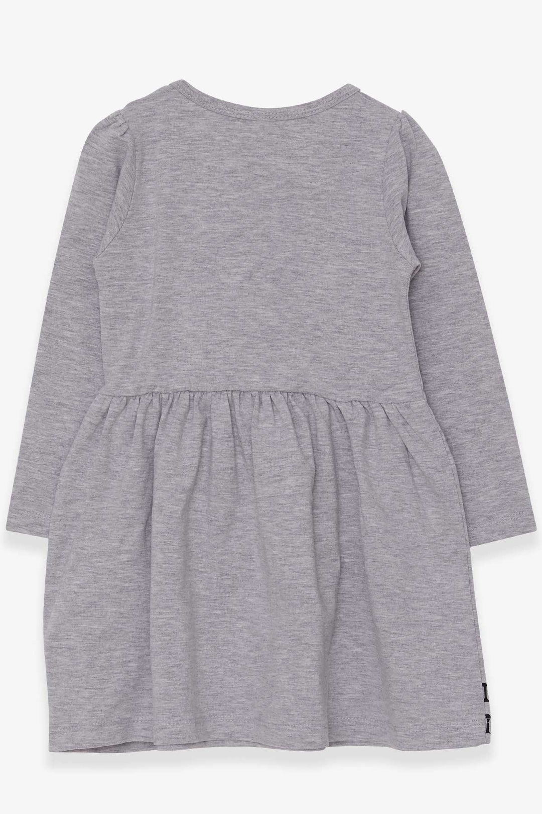 BRE Breeze Girl Child Long Sleeve Dress with Cat Pattern, 3-7 Years, Grey Melange - Bern