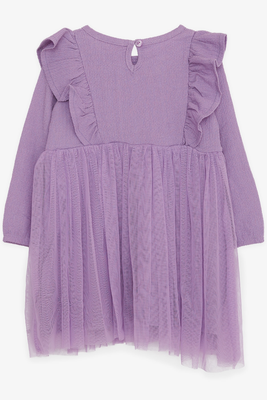 BRE Breeze Girl Child Long Sleeve Dress with Frilly Shoulders 3-8 Years, Lilac - Monterey Park