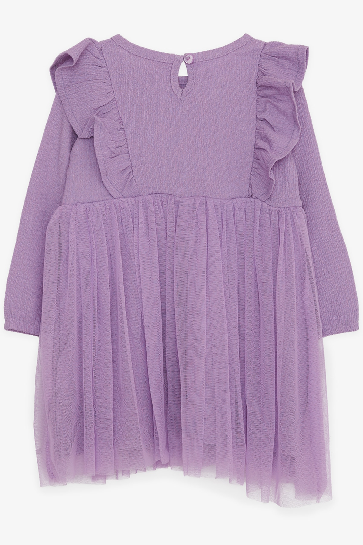 BRE Breeze Girl Child Long Sleeve Dress with Frilly Shoulders 3-8 Years, Lilac - Monterey Park