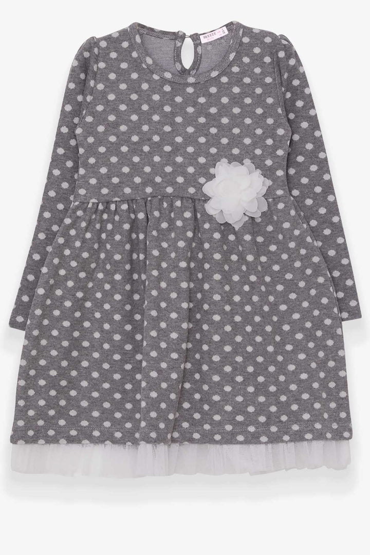 BRE Breeze Girl Child Long Sleeve Dress Polka Dot White Flowered 3-7 Years, Gray - West Covina