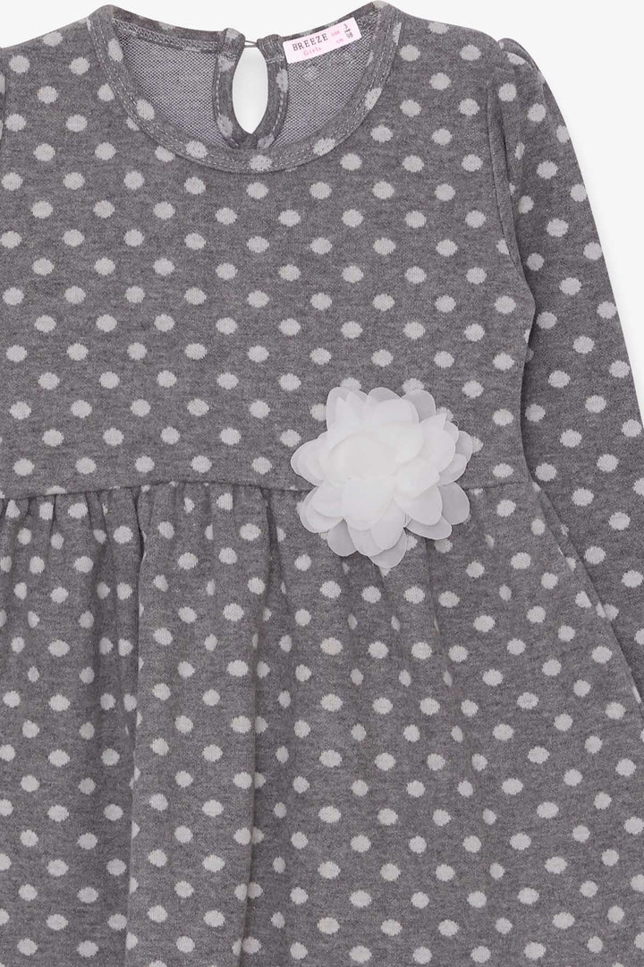 BRE Breeze Girl Child Long Sleeve Dress Polka Dot White Flowered 3-7 Years, Gray - West Covina