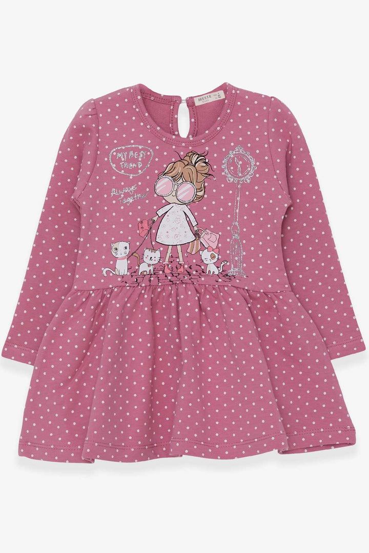 BRE Breeze Girl Child Long Sleeve Dress with Sequin Glasses Printed Girl 1-4 Years, Rose Pink - Bad Oeynhausen