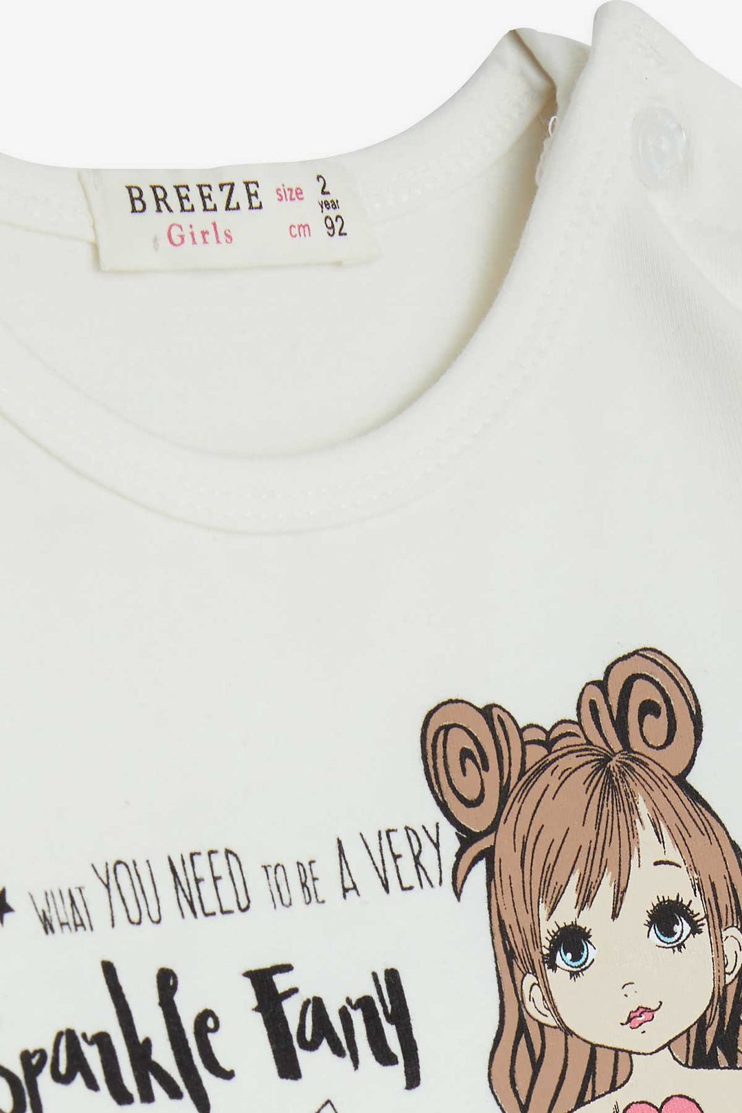 BRE Breeze Girl Child Long Sleeve T-Shirt Printed 1-4 Years, Ecru - Venlo