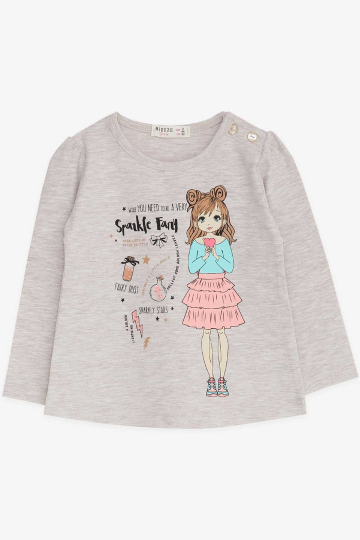 Bre Breeze Girl Child Fit Fit Printed 1-4 года, бежевый Melange-Оливковая ветка