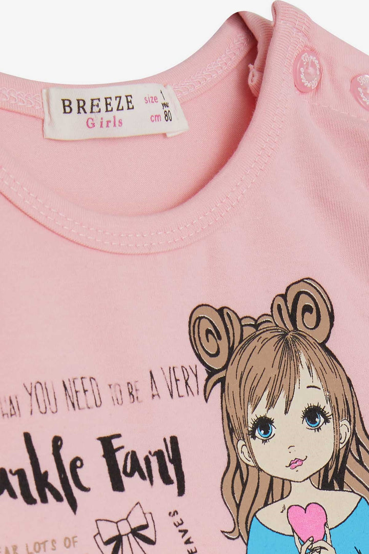 BRE Breeze Girl Child Long Sleeve T-Shirt Printed 1-4 Years, Powder - San Juan