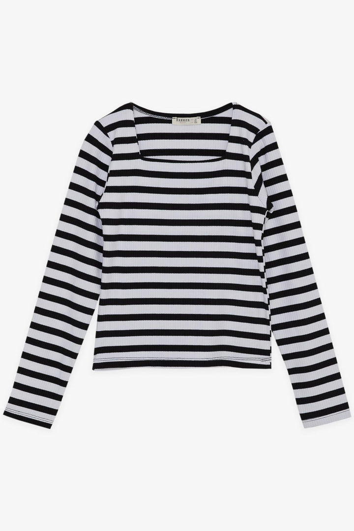 BRE Breeze Girl Child Long Sleeve T-Shirt Striped Square Neck 94 Years, Mixed Color - Saint-Martin-d’Hères