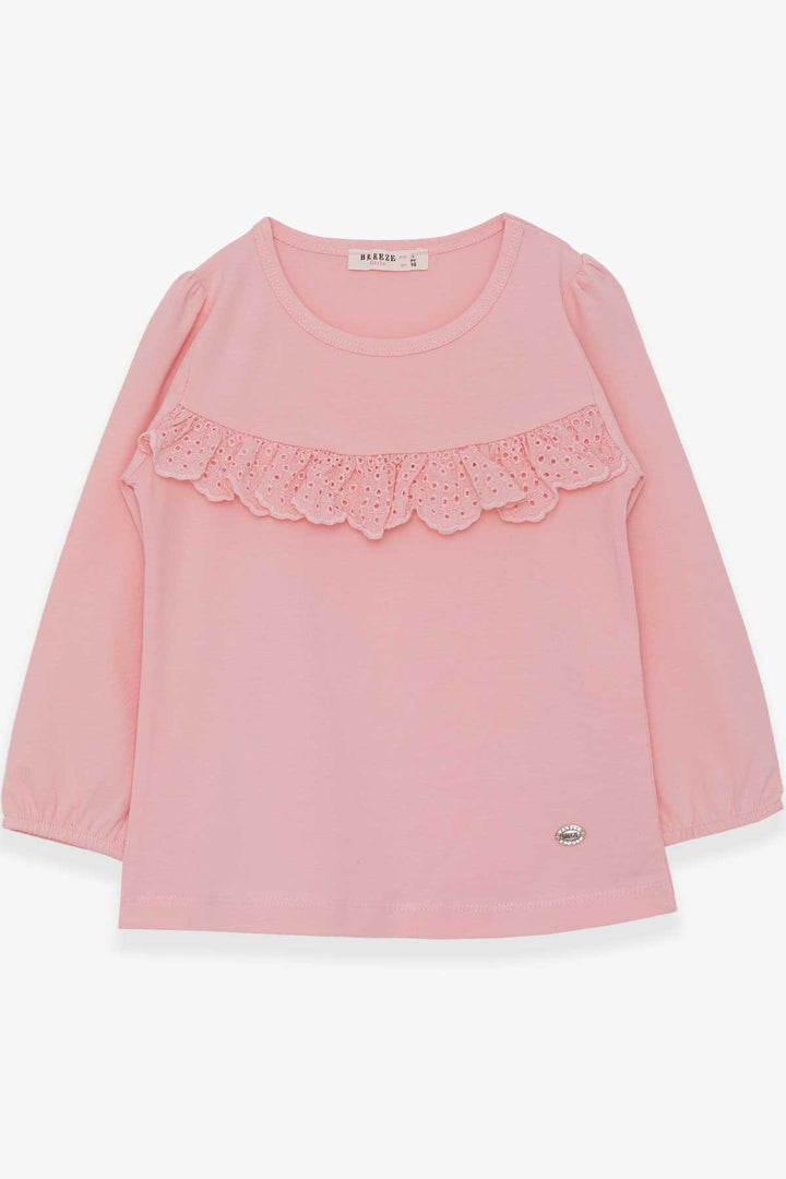 BRE Breeze Girl Child Long Sleeve T-Shirt Frilly 3-8 Years, Powder - Terrebonne