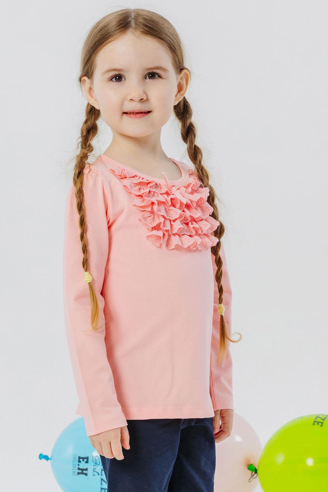 Bre Breeze Girl Child Fit Fot Fut с кружевным луком 3-8 лет, лосось-Женева