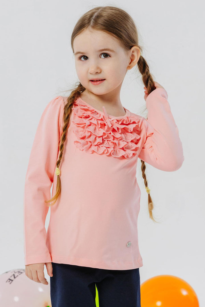 Bre Breeze Girl Child Fit Fot Fut с кружевным луком 3-8 лет, лосось-Женева