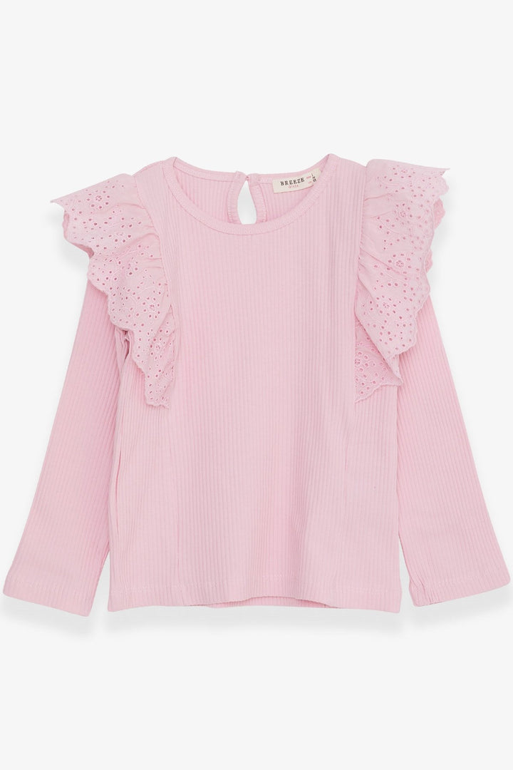 BRE Breeze Girl Child Long Sleeve T-Shirt with Lace, 3-8 Years, Pink - Carson