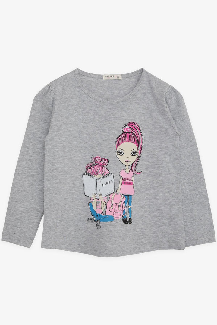 Bre Exe Girl Child Child Fit Fit Fit Fit Girl Bakılı 4-9 лет, Grey Melange-Louisville