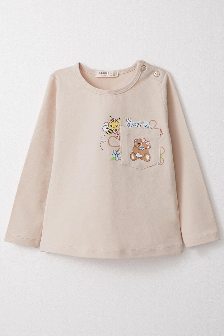 Bree Exe Girl Child Dell Fit Fit Fit Shirt со счастливыми животными, 1,5-5 лет, бежевый-Porirua