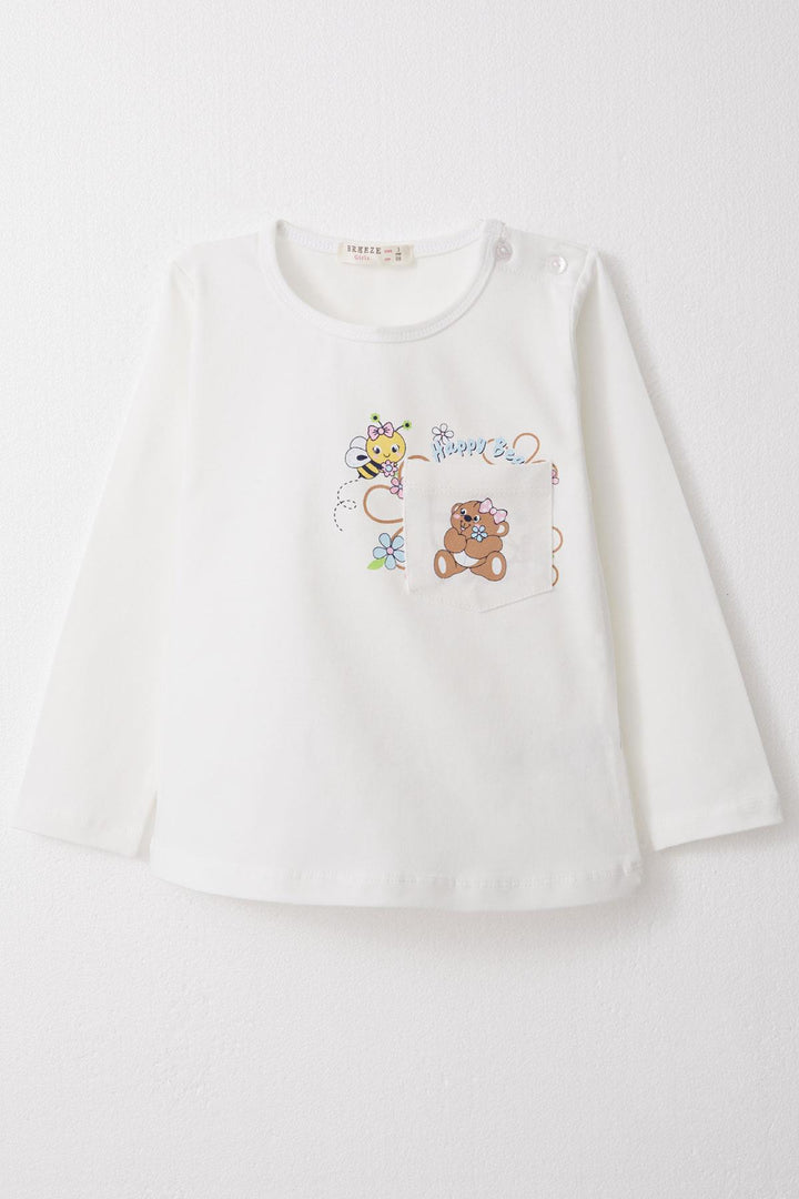 BRE Breeze Girl Child Long Sleeve T-Shirt with Happy Animals Print, 1.5-5 Years, White - Cottage Grove