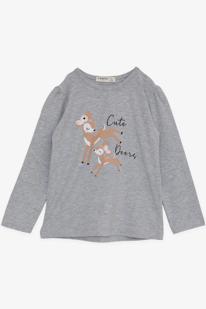 Bre Breeze Girl Child Fut Fort Situe Deer Printed 2-6 лет, серый Melange-Dakota Ridge