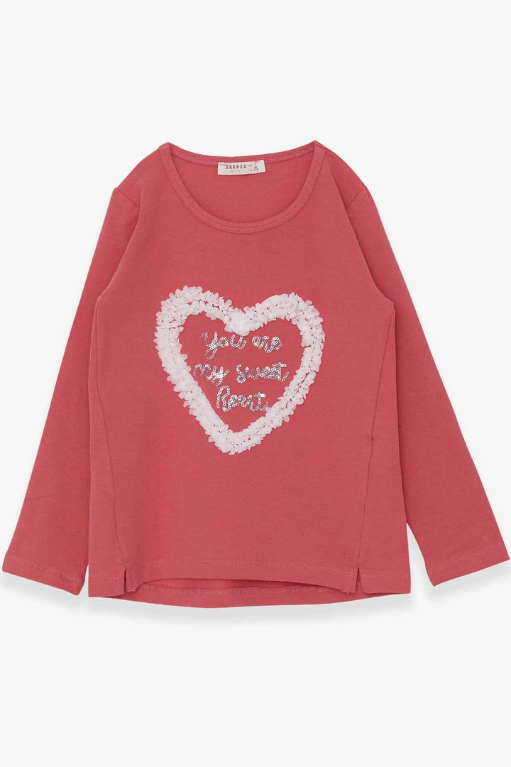 Bre Breeze Girl Child Fit Fit Fit Fit with с блестящим сердечным отпечатками 50 лет, розовый розовый - igualada