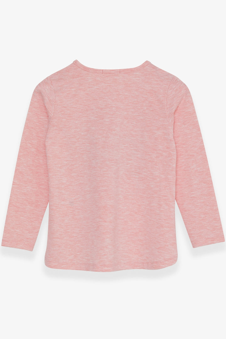 BRE Breeze Girl Child Long Sleeve T-Shirt with Stone Printed Writing 62 Years, Salmon Melange - Bolzano