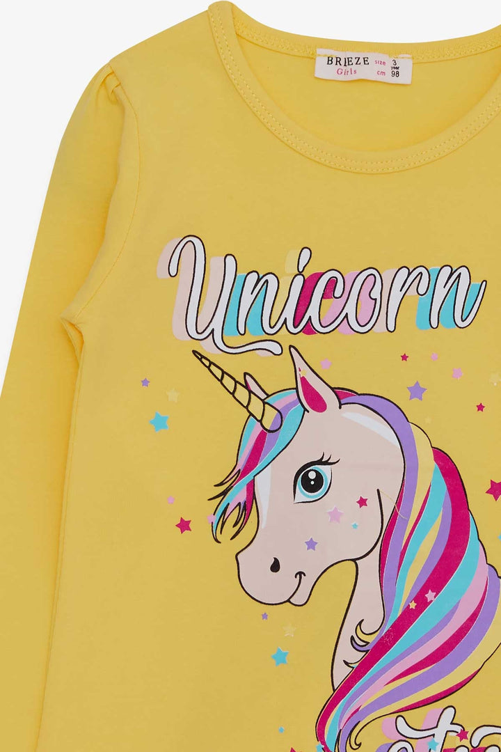 BRE Breeze Girl Child Long Sleeve T-Shirt Unicorn 2-6 Years, Yellow - Bognor Regis