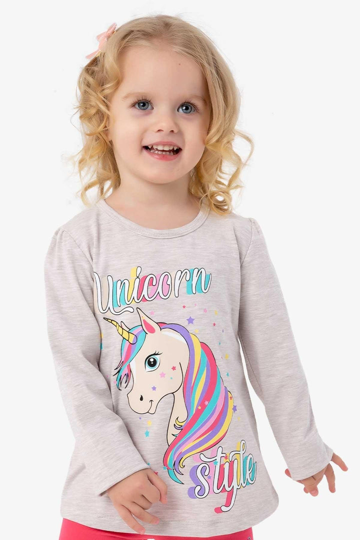 Bre Breeze Девушка для детей с длинным рукавом Unicorn 2-6 лет, бежевый Melange-Chino