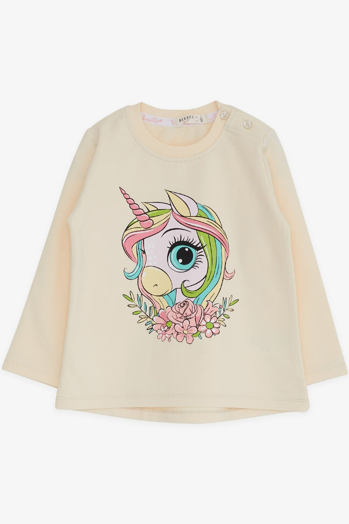 BRE Breeze Girl Child Long Sleeve T-Shirt Unicorn Printed 1.5-5 Years, Cream - Jiménez